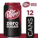 Dr Pepper Zero Sugar Soda, 12 fl oz cans, 12 pack