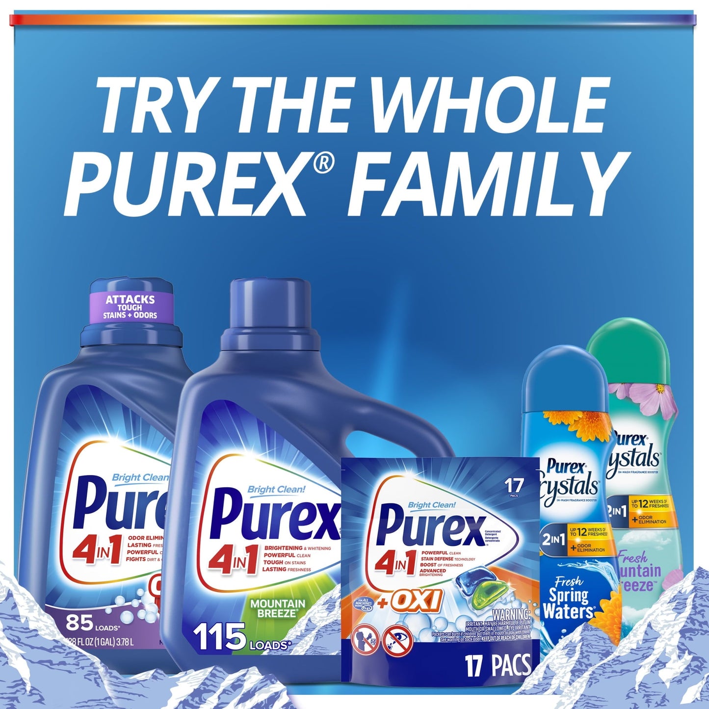 Purex Liquid Laundry Detergent, Mountain Breeze, 150 Fluid Ounces, 115 Loads