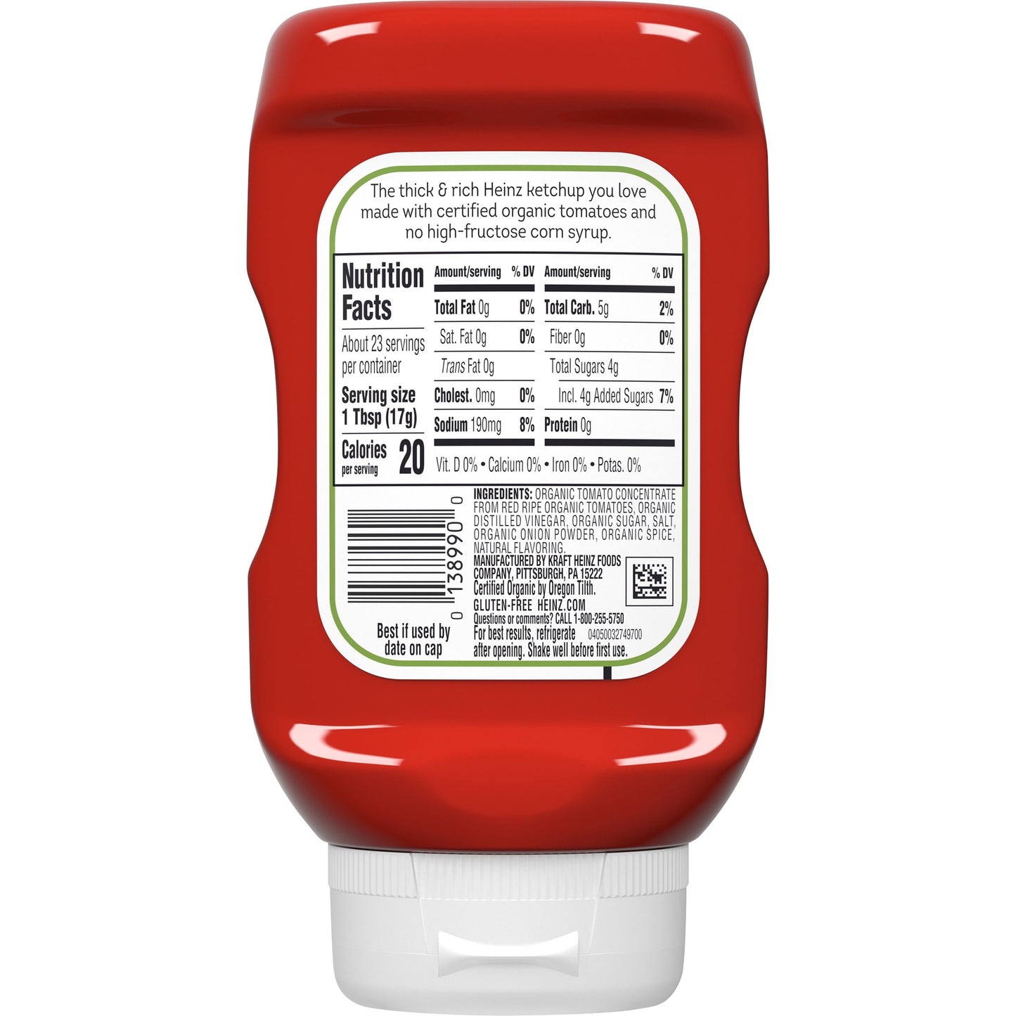 Heinz Organic Tomato Ketchup, 14 oz Bottle