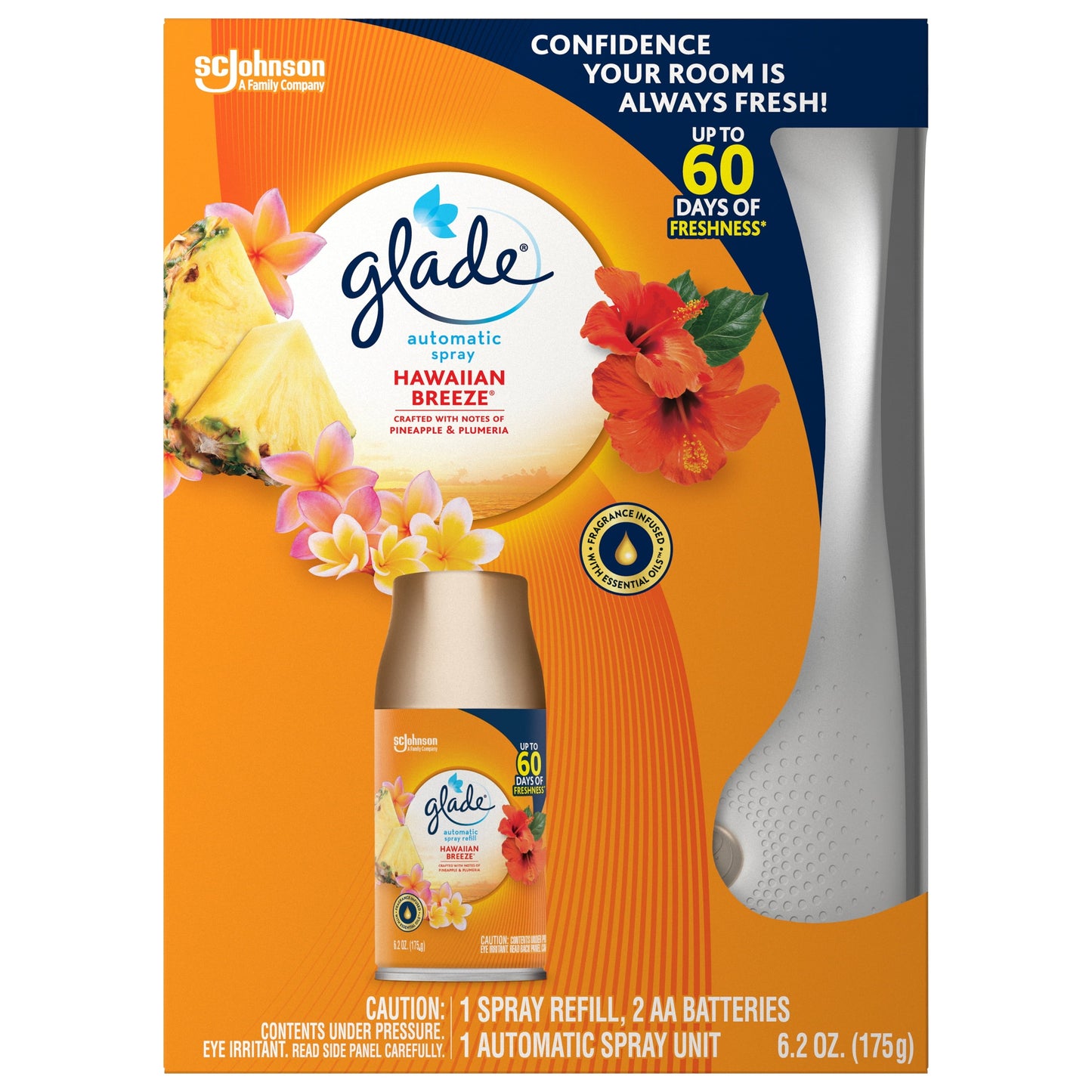 Glade Large Automatic Spray, Hawaiian Breeze, Starter Pack, Holder + Refill, 6.2 oz