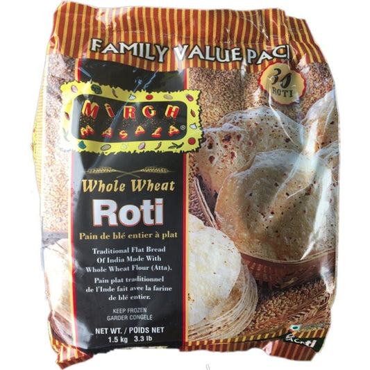 Mirch Masala Frozen Whole Wheat Roti Family Value Pack - (30pcs)