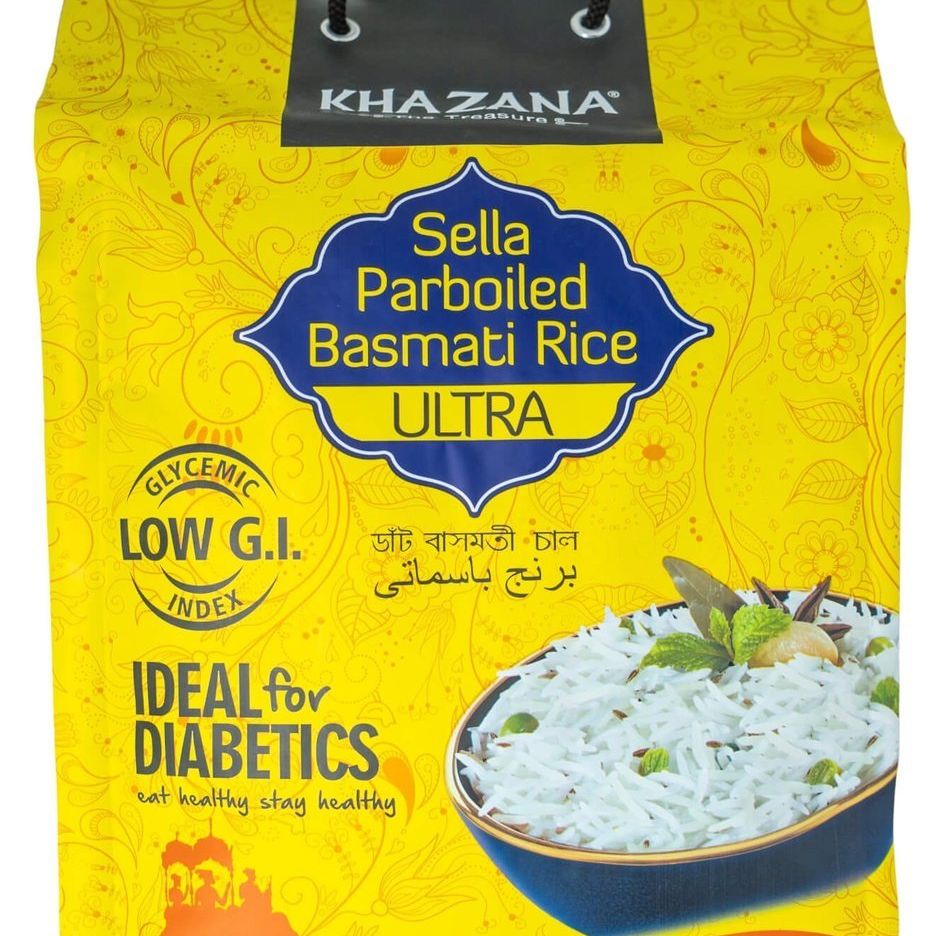 Khazana Ideal For Diabetics Low G.I. Index Value Sella Parboiled Basmati Rice Ultra