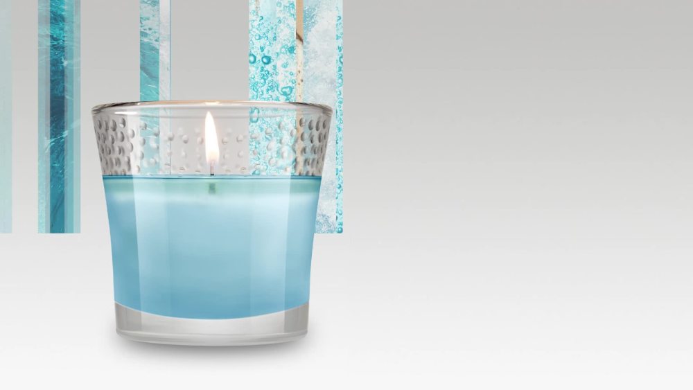 Glade Candle Aqua Waves Scent, 1-Wick, 3.4 oz (96.3 g) Each, 2 Counts, Fragrance Infused with Essential Oils, Notes of Sea Salt, Island Flowers, Ocean Air, Lead-Free Wick Scented Candles