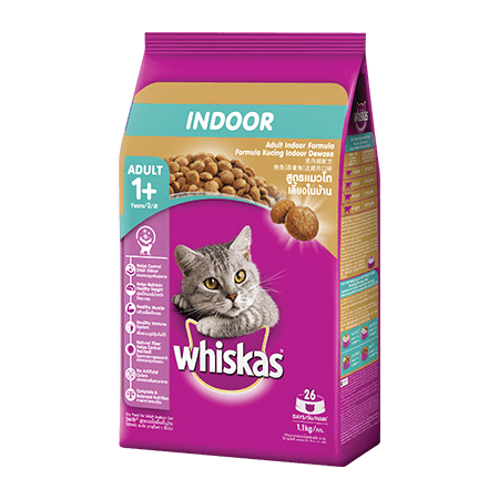 WHISKAS CAT FOOD ADULT 1+ YEAR INDOOR 1.1 KG