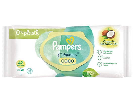 PAMPERS BABY WIPES ORGANIC COCONUT OIL 42 PC