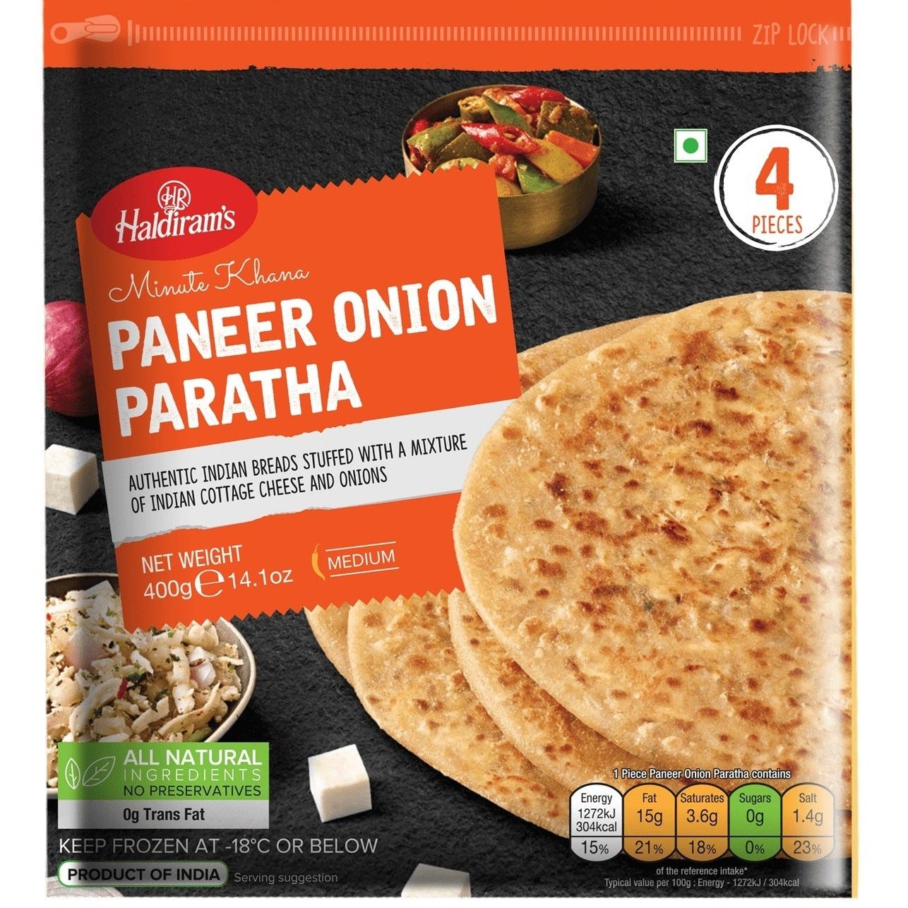 Haldirams Paneer Onion Paratha (4pcs)