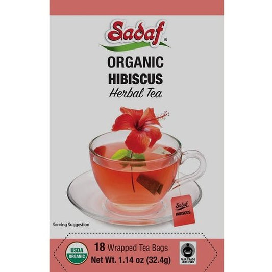 Sadaf Organic Hibiscus Tea | 18 Wrapped Tea Bags