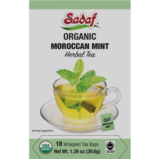 Sadaf Organic Moroccan Mint Tea | 18 Wrapped Tea Bags