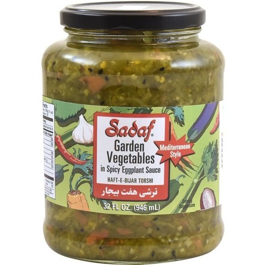 Sadaf Pickled Garden Vegetables with Eggplant | Haft-e-Bijar Torshi - 32 oz.