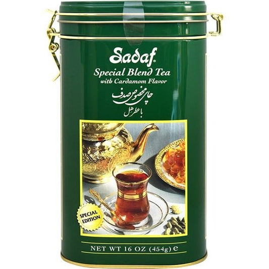 Sadaf Special Blend Tea with Cardamom | Loose Leaf | Tin Jar - 16 oz