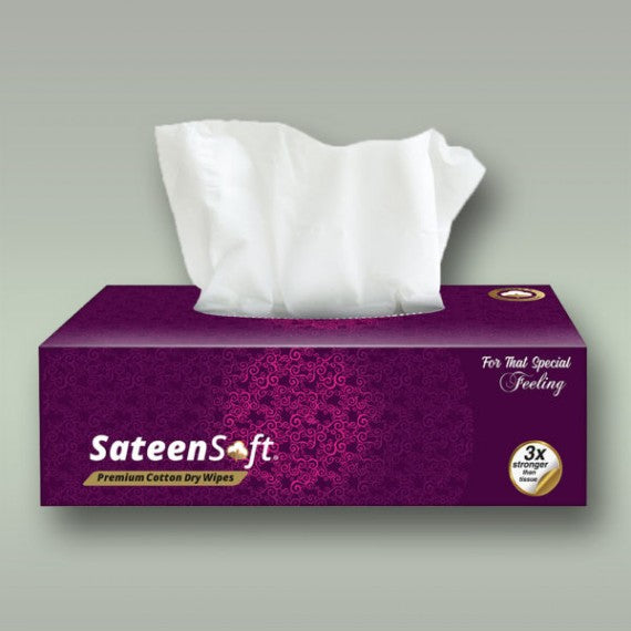 SATEENSOFT PURPLE JUMBO PACK PREMIUM COTTON DRY TISSUE WIPES