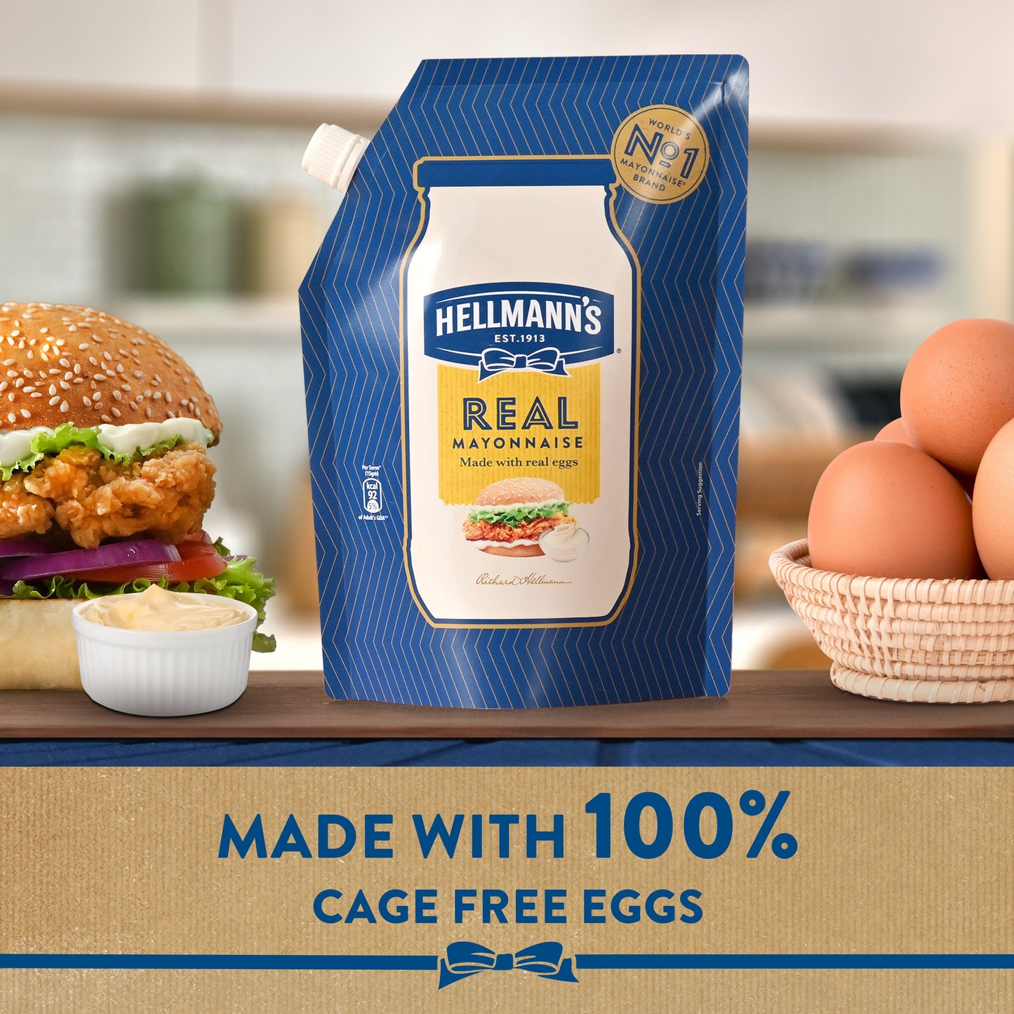 HELLMANNS REAL MAYONNAISE POUCH 900 ML