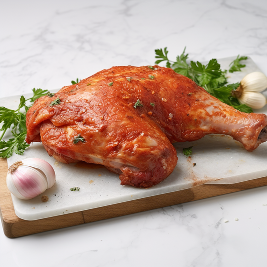 Halal Marinated Tandoori Chicken Leg Quarters | Seasoned And Prepped | Ready To Cook |